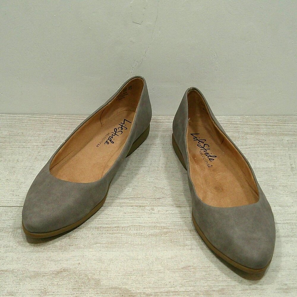 LifeStride Women's Amelia Loafer Flats Faux Suede Pewter Size 7.5 M